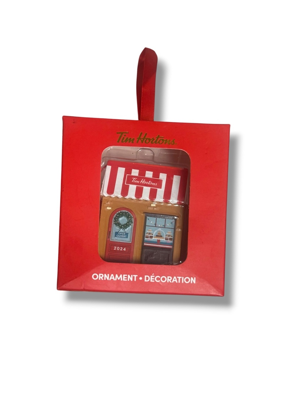 Tim Hortons Restaurant Storefront Christmas Tree Ornament 2024 Holiday Decor NIB